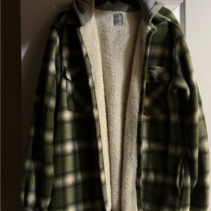 Cozy Green Plaid Men's Shirt Jacket